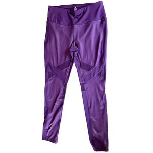 Layer 8 Leggings Womens Large Purple Quick Dry Mesh High Rise Yoga Pants Stretch
